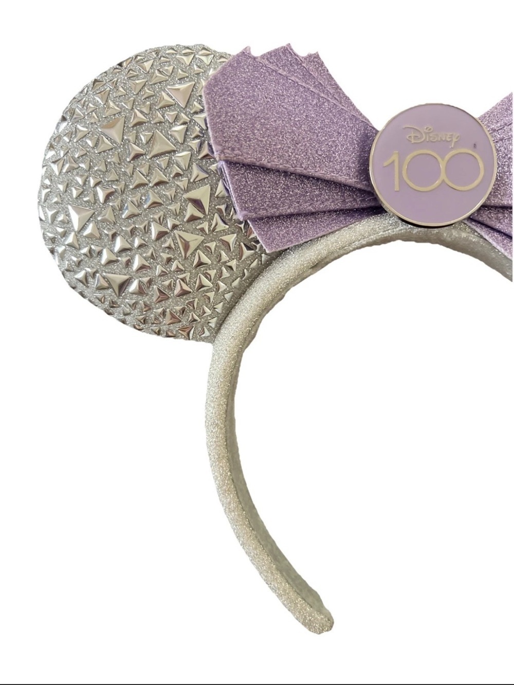 Disney Silver & Lavender 100th Anniversary Minnie Ears Headband - Picture 3 of 4
